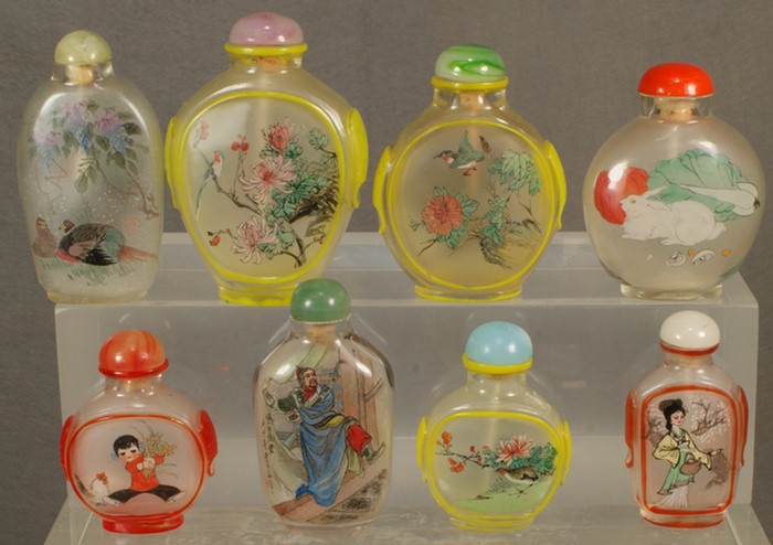 Chinese snuff bottle lot of 8 inside