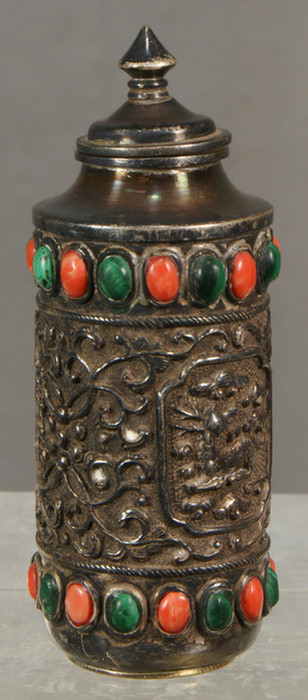 Tibetan snuff bottle in silver  3dd41