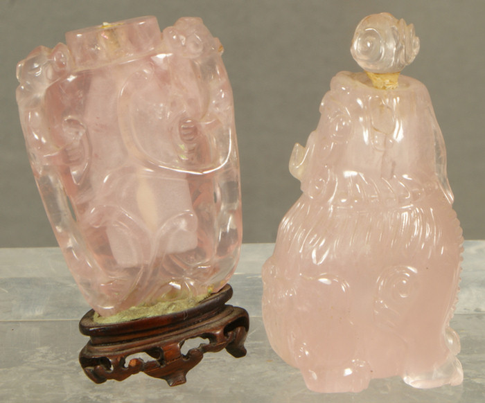Lot of 2 carved rose quartz Chinese 3dd4c