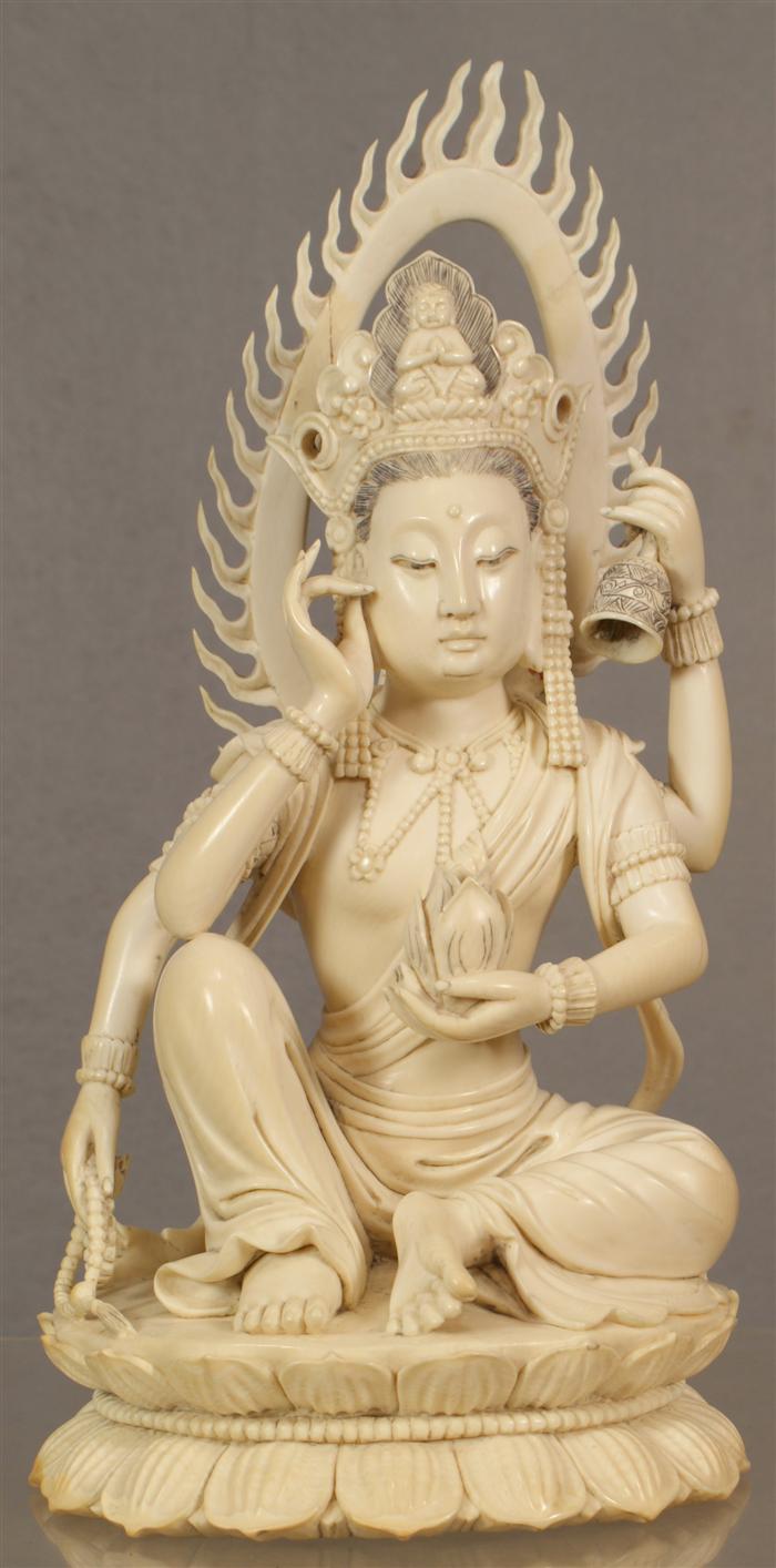 Carved ivory figure of a multi-armed