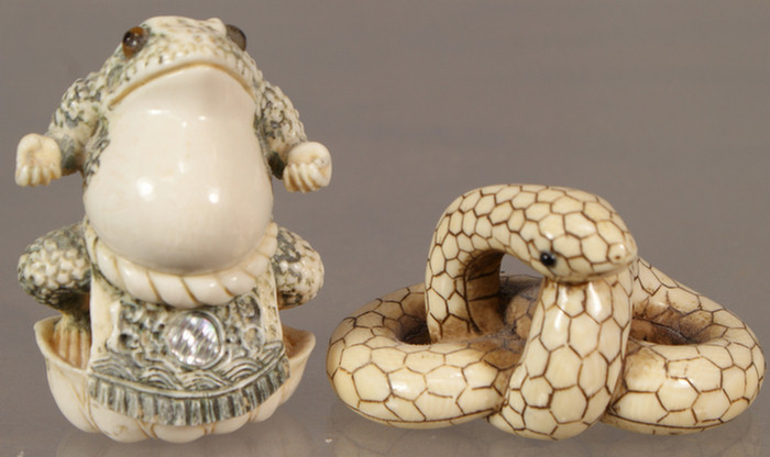 Lot of 2 Japanese carved ivory
