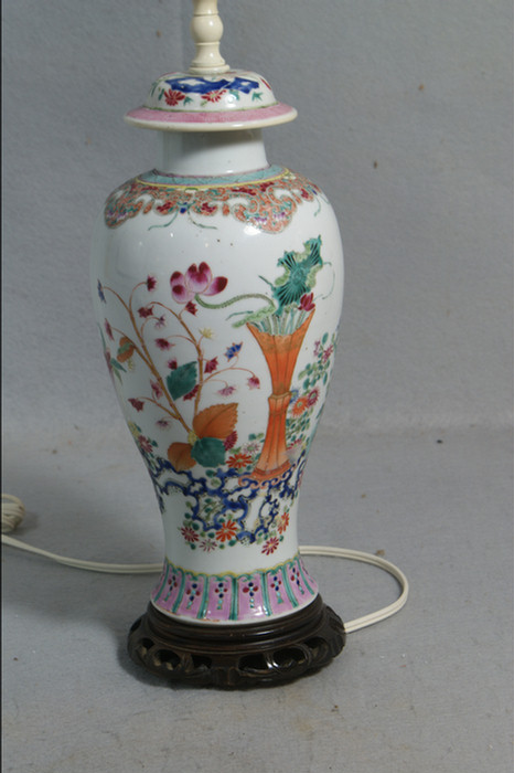 Famille Rose covered jar mounted