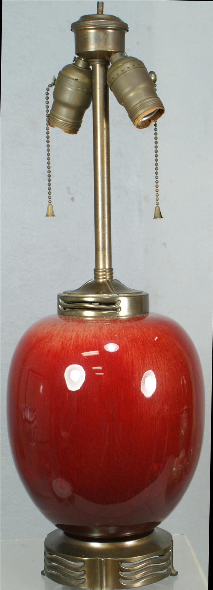 Sang de boeuf Chinese jar mounted