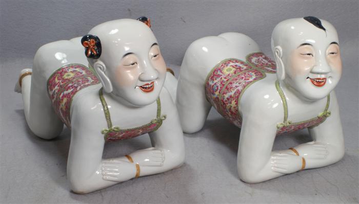 2 Chinese porcelain figural pillows  3ddb7