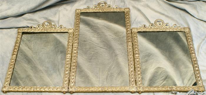 3 part plated silver dressing mirror,
