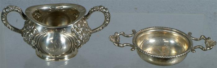 English silver tea strainer, Birmingham,