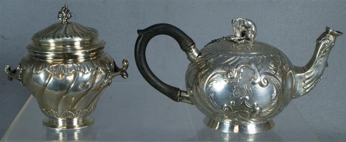Continental silver teapot and sugar 3e2a5