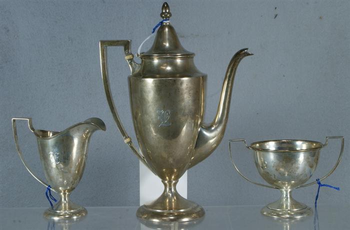 3 pc sterling silver teaset c/o pot,