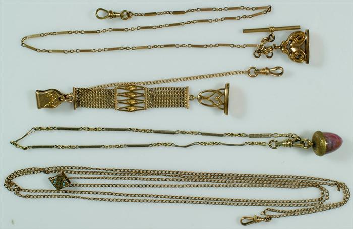 4 Victorian YGF watch slide chains  3e2d0