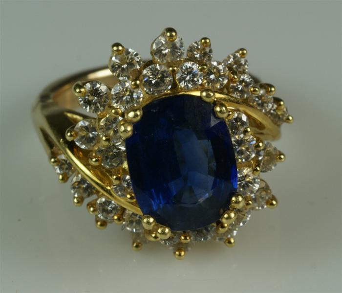 14K YG diamond and tanzanite dinner 3e307