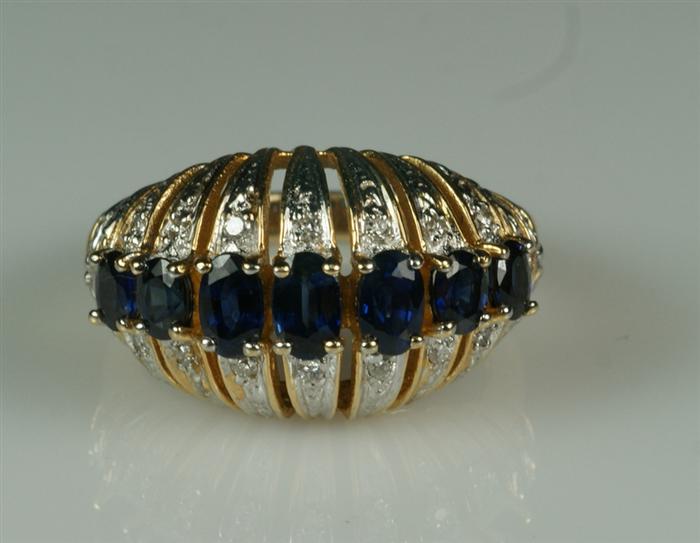 585 YG diamond and sapphire ring,