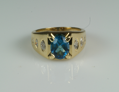 14K YG blue zircon ring with 3e338