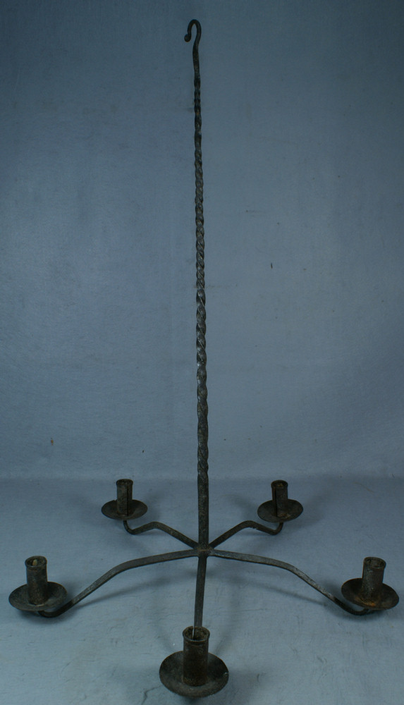 Primitive wrought iron 5 arm chandelier  3e351