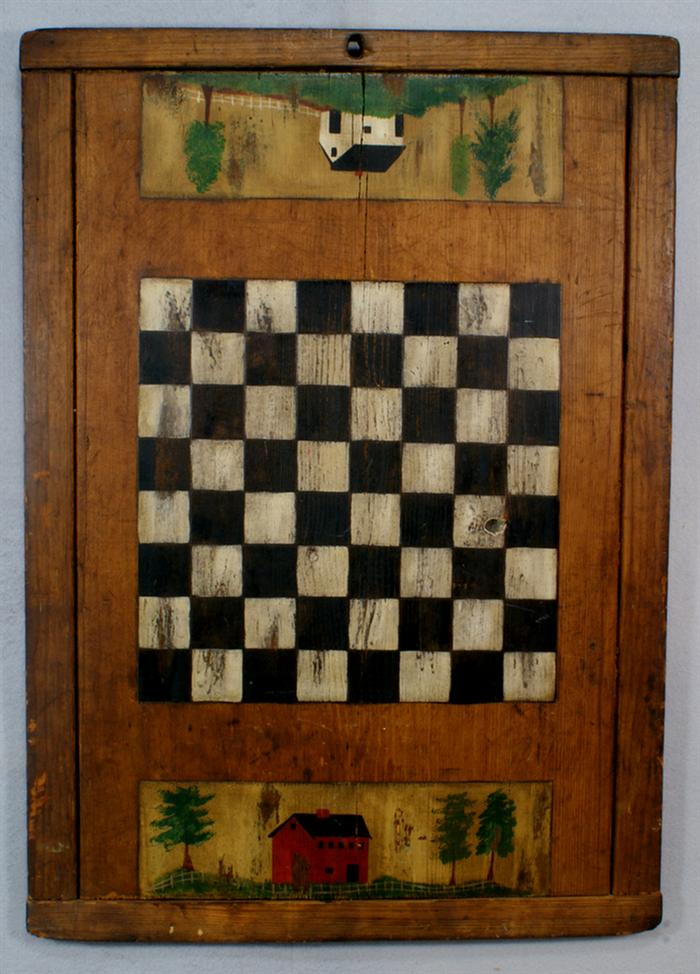 Painted checkers game board with