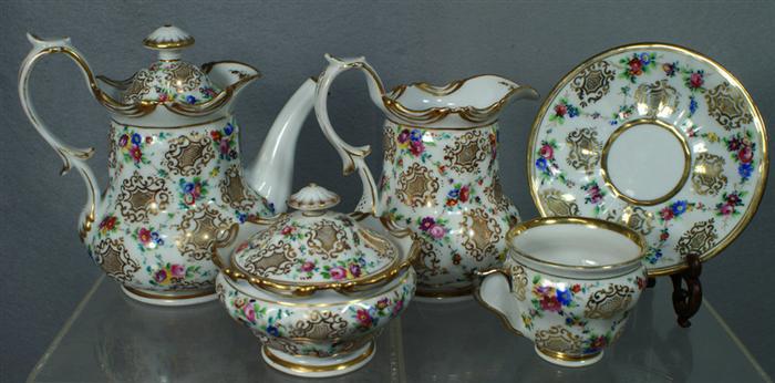 14pc Carlsbad floral and gilt decorated