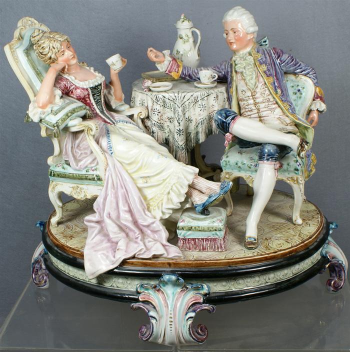 Continental majolica figural group 3e391