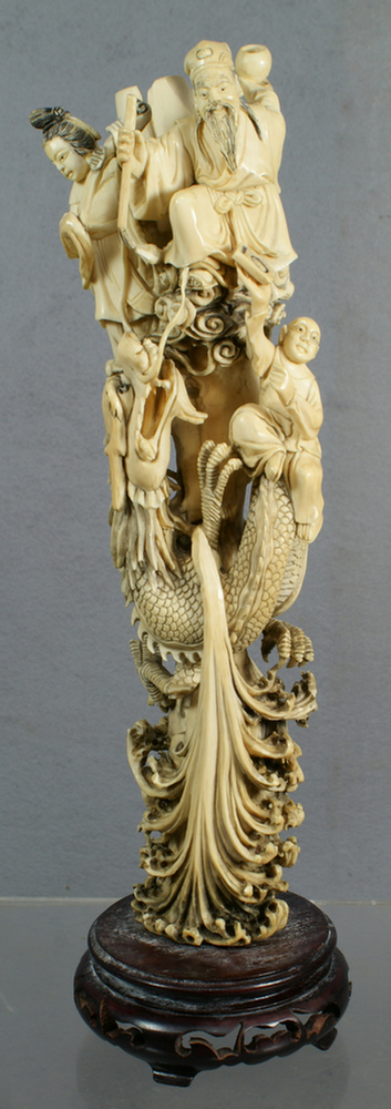 Chinese carved ivory figural group