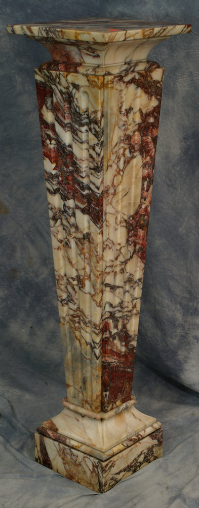 Brown grained marble pedestal,