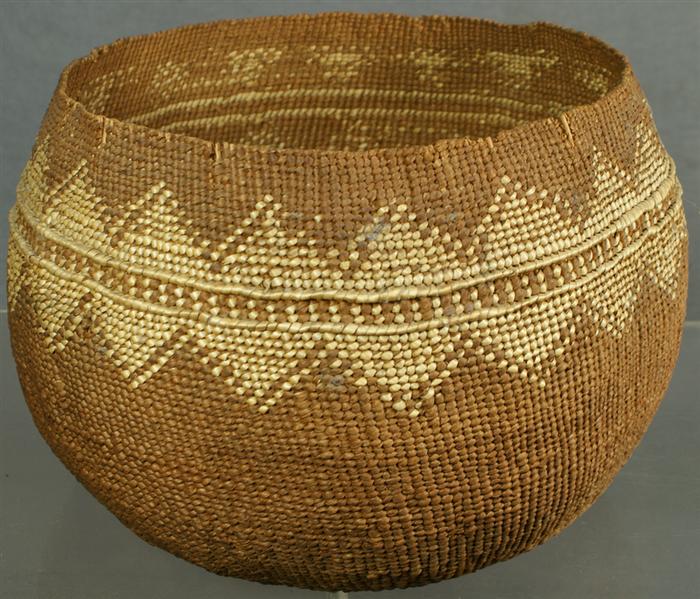 Native American round basket, white