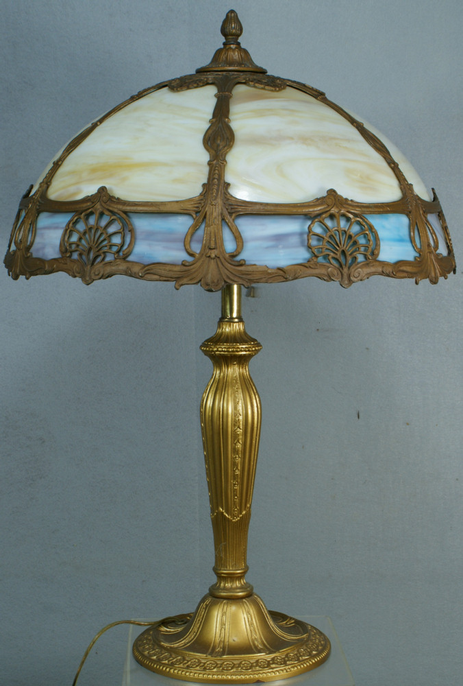 American leaded glass slag table lamp,