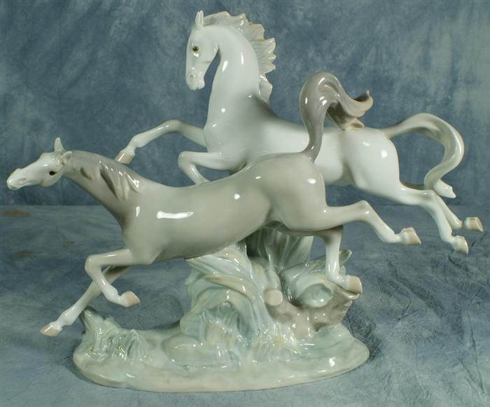 Lladro double running horse figurine,