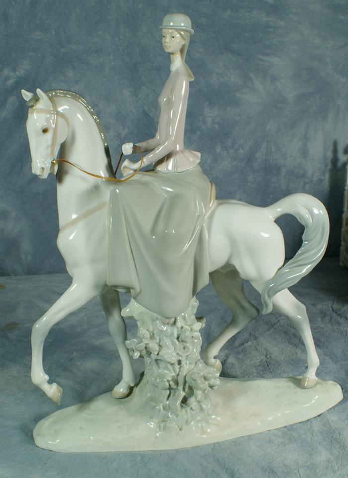 Lladro figurine, young woman on horse,