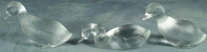 Three Baccarat frosted duck figures  3e07e