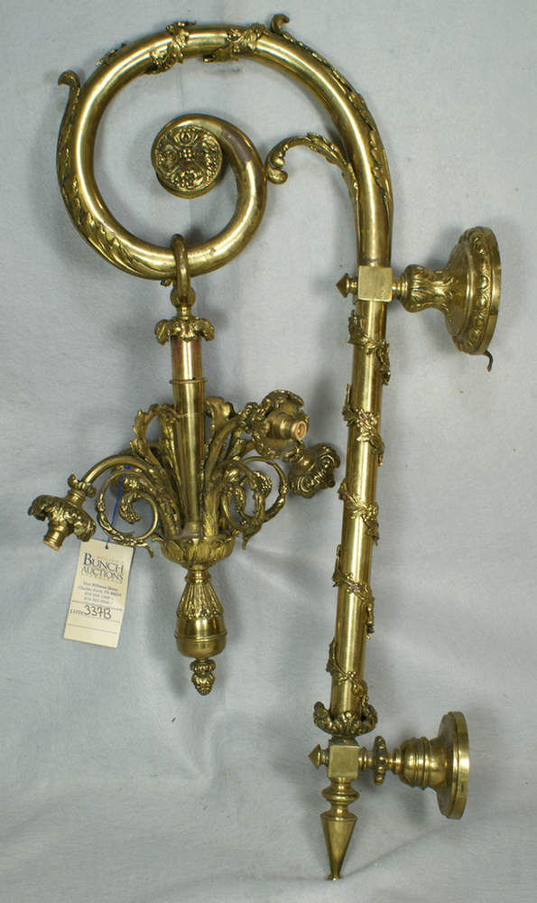 Ornate brass hanging wall light,