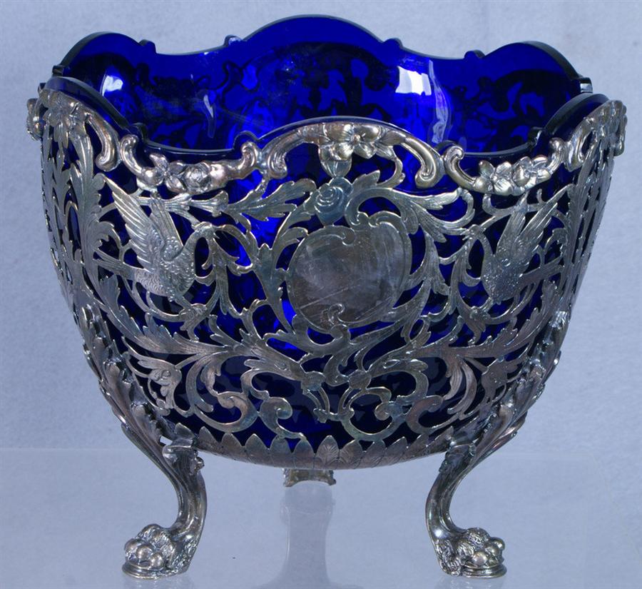 English silver footed center bowl