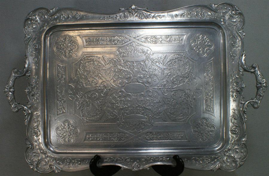 Aluminum rococo style serving tray  3e4c1