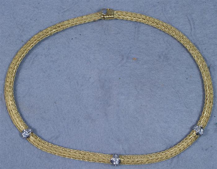 18K YG braided choker necklace 3e4d6