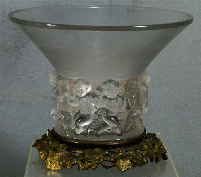 Lalique frosted crystal vase, Franadole
