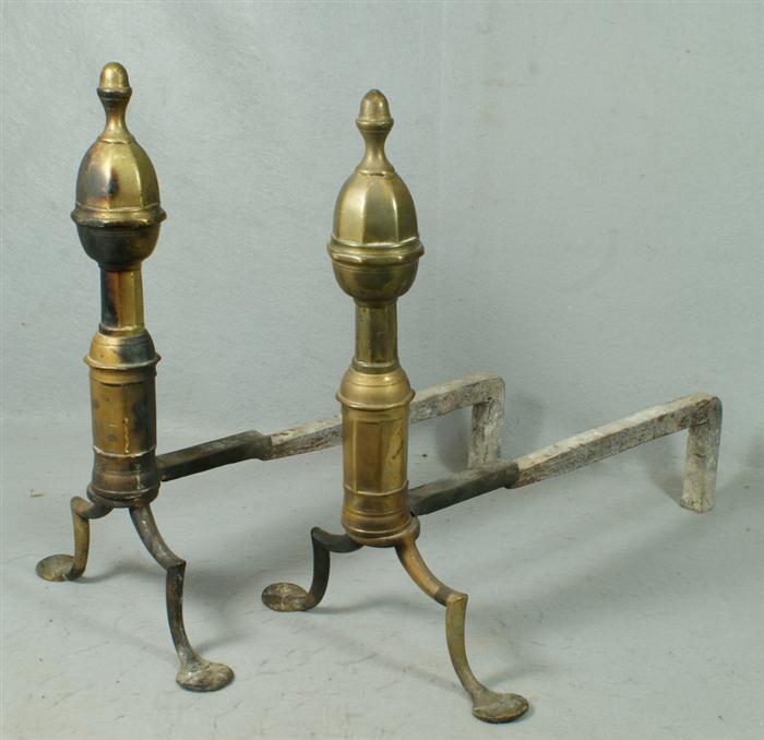 Pr eary 19th c brass andirons  3e4f7