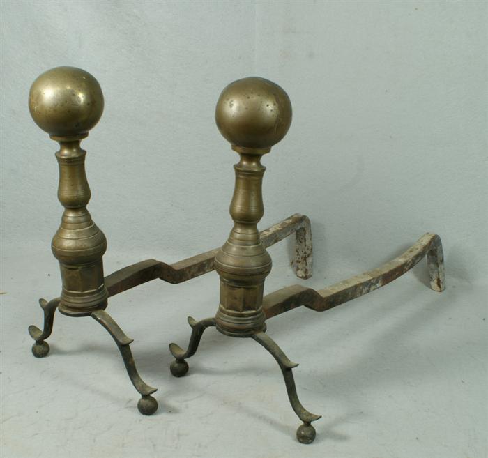 Pr late 18th c brass andirons  3e4f9