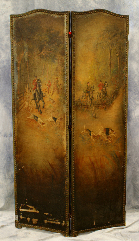 2 part leather screen hand painted 3e516