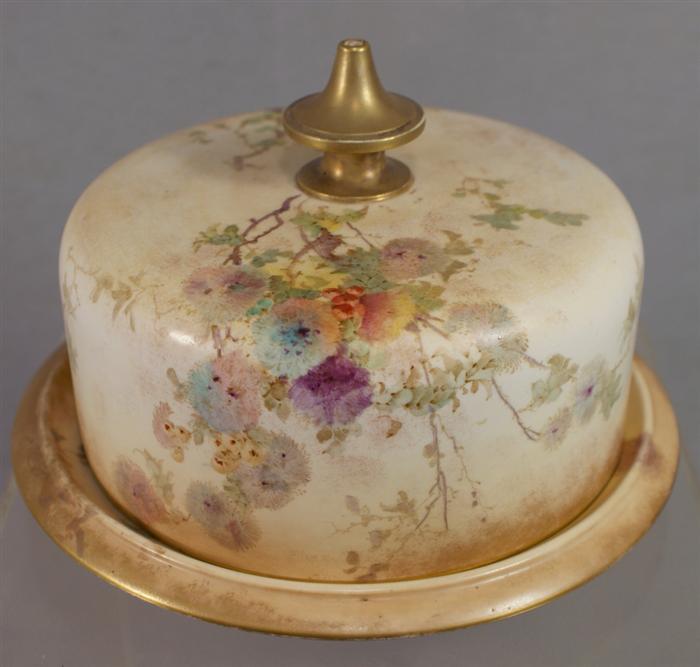 Doulton Burslem butter dome with floral
