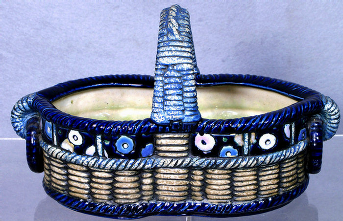Amphora pottery basket blue glaze  3e54c