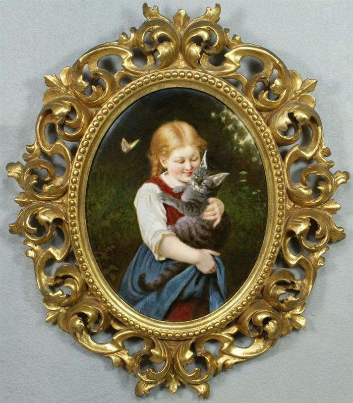 KPM porcelain plaque, Young Girl With