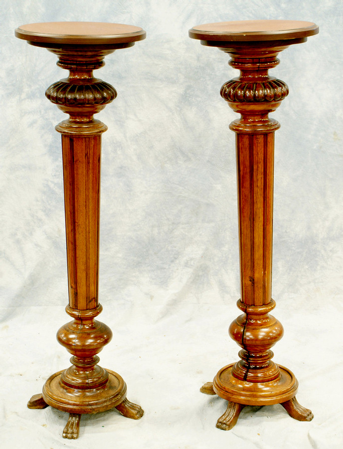 Pr Continental walnut pedestals,