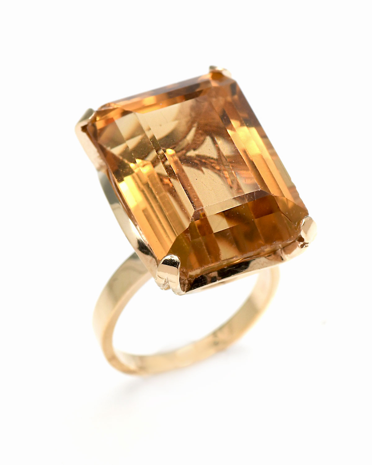 14K CITRINE RING Huge rectangular 274819