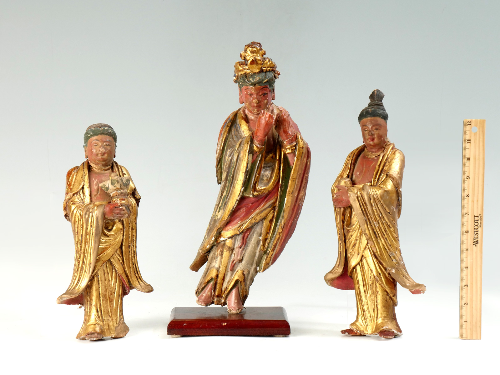 3 PIECE MING DYNASTY FIGURES Largest 2748b1