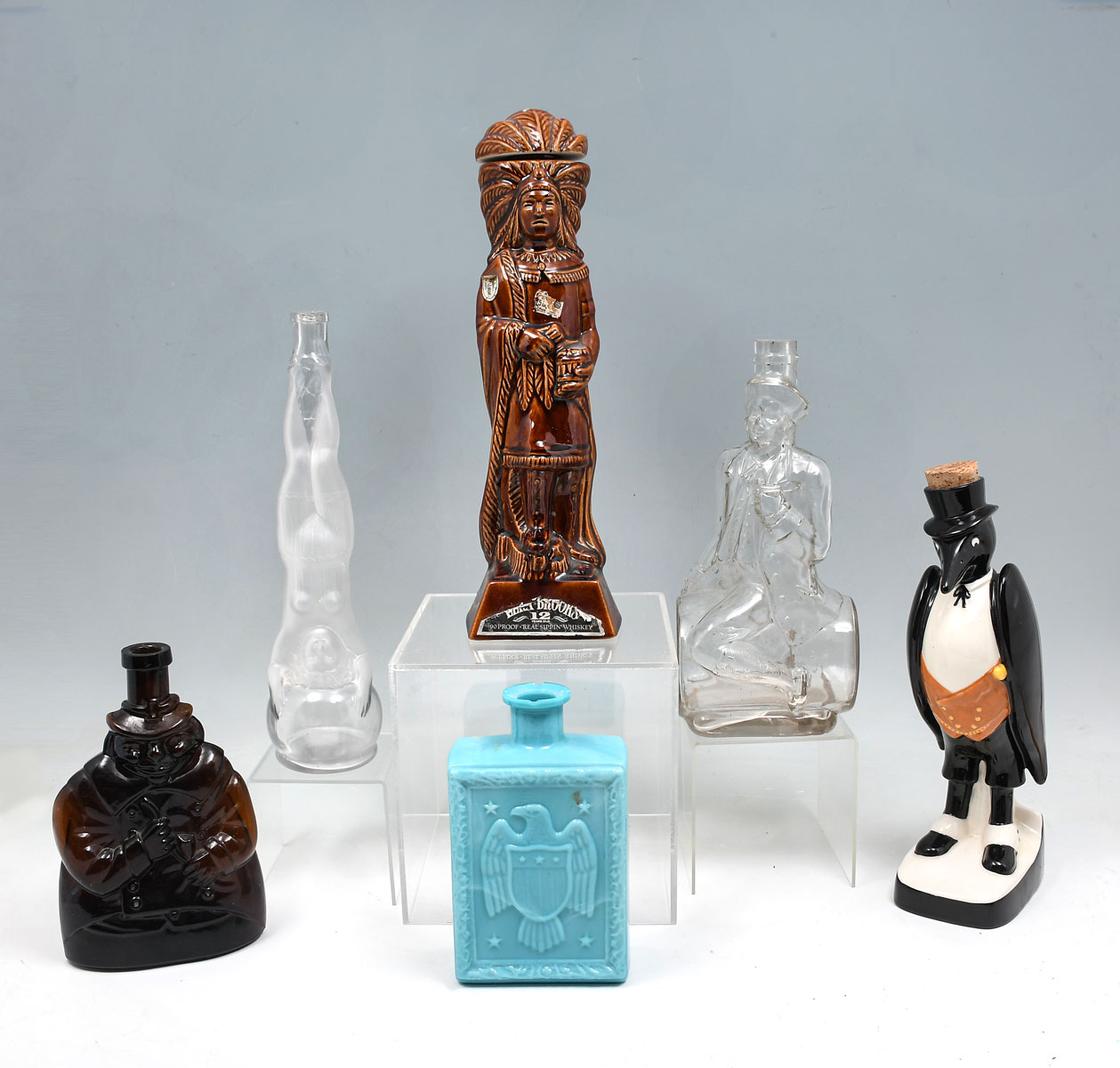 6 PC. PORCELAIN & GLASS FIGURAL