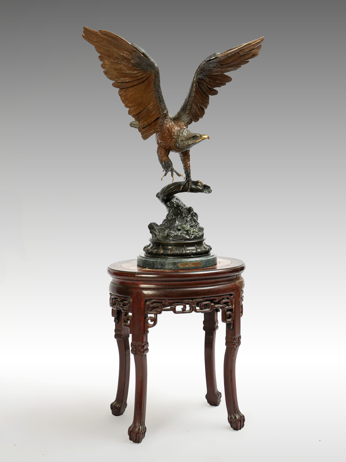 PATINATED BRONZE EAGLE SCULPTURE 274a29