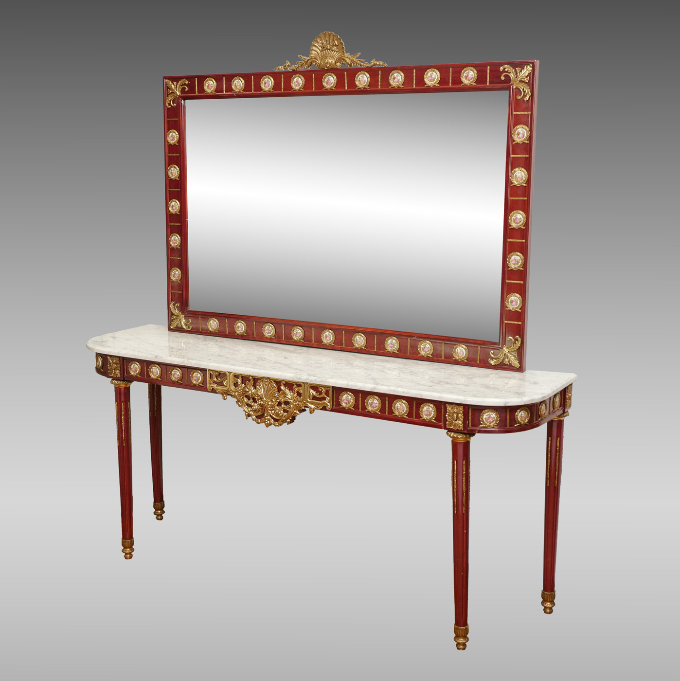 MARBLE TOP HALL TABLE MIRROR 274aee