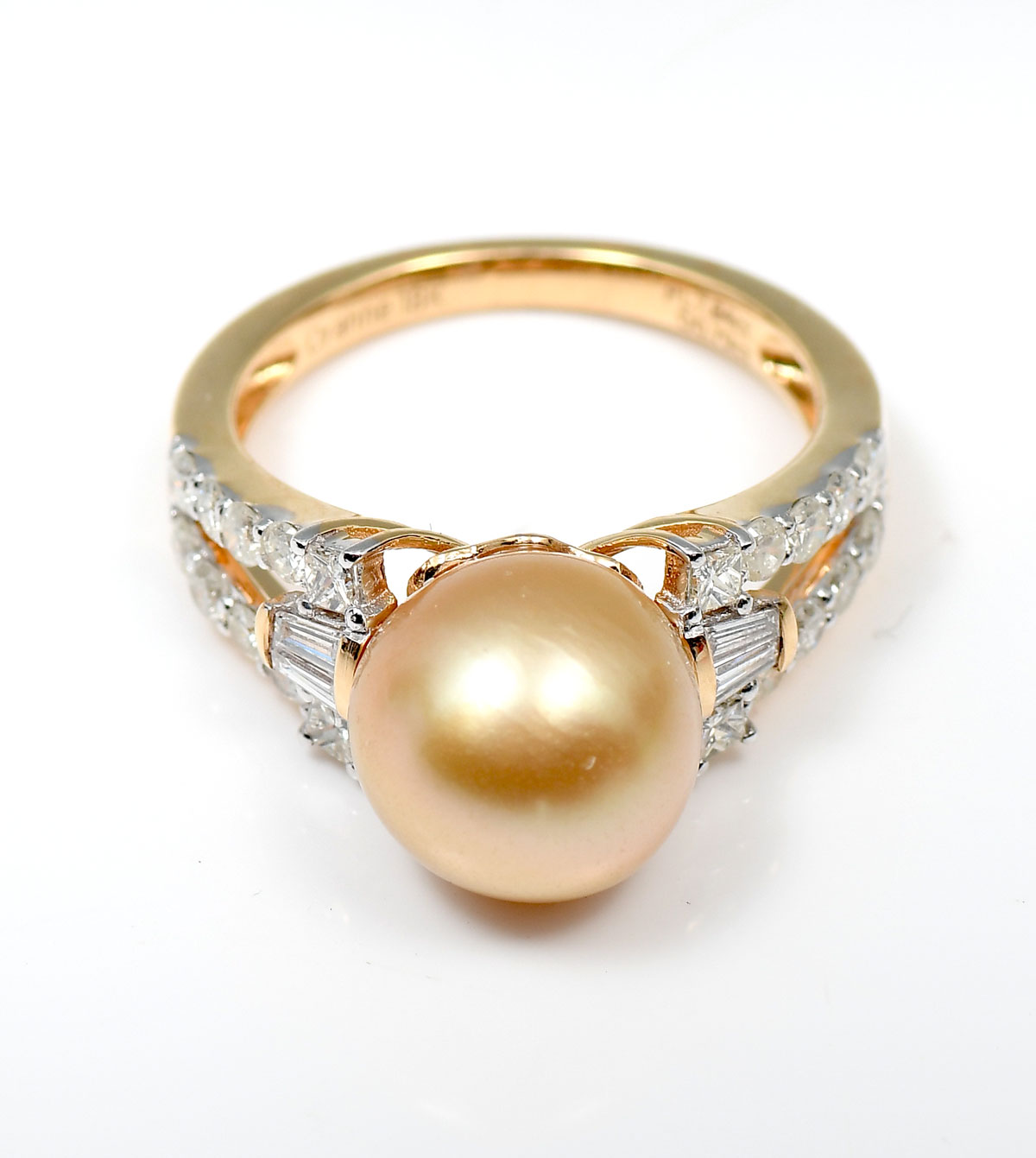 18K GOLDEN SOUTH SEA PEARL DIAMOND 274b23