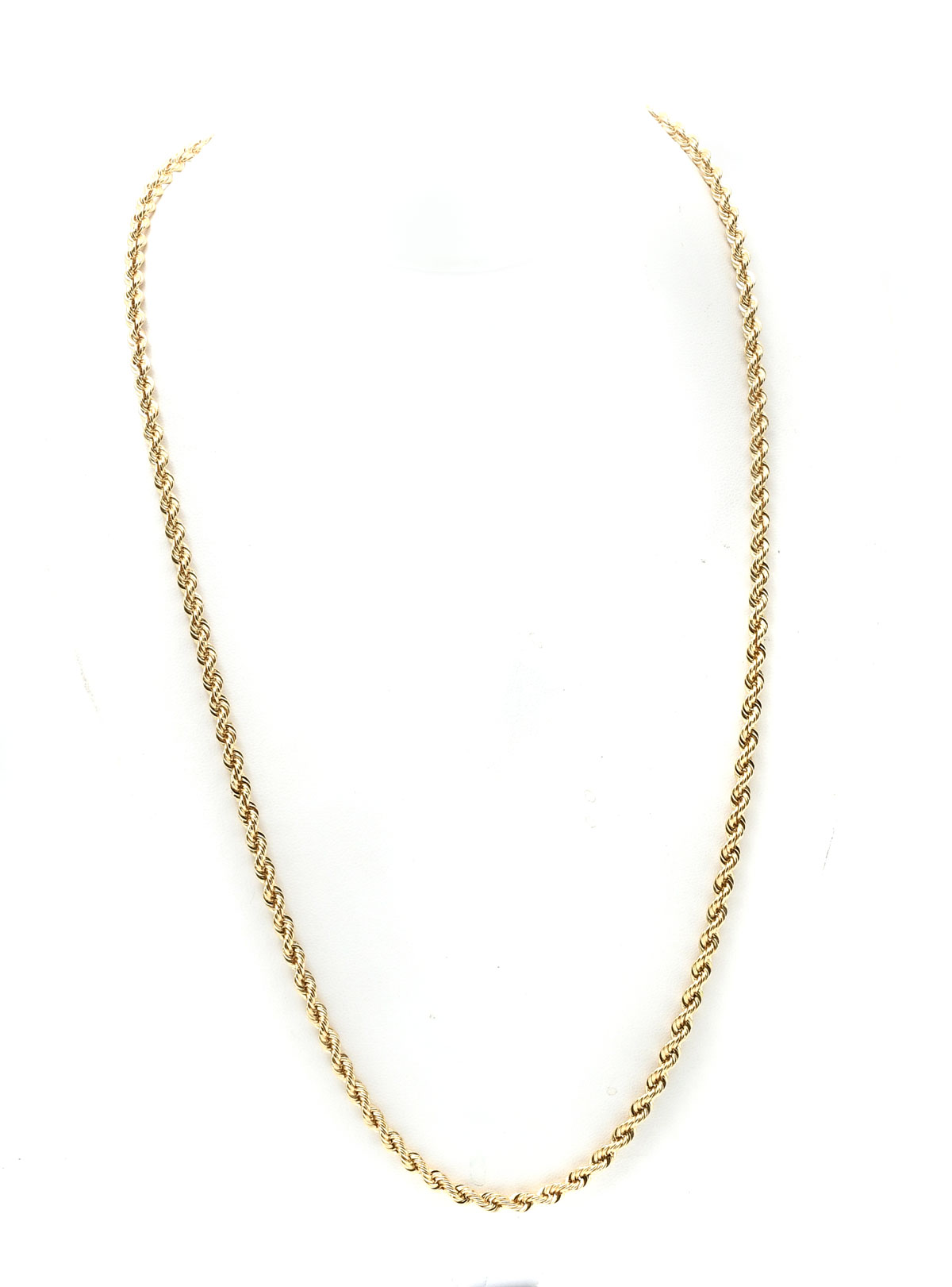 14K 24'' SOLID GOLD ROPE CHAIN: