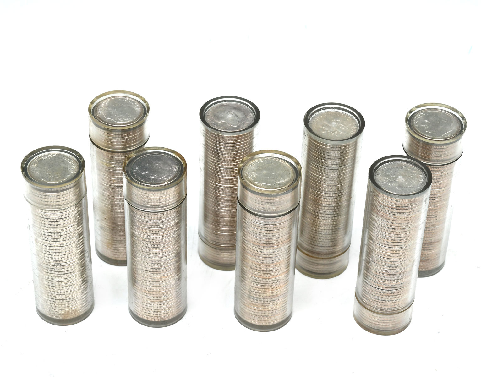 8 UNCIRCULATED? SILVER DIME ROLLS: