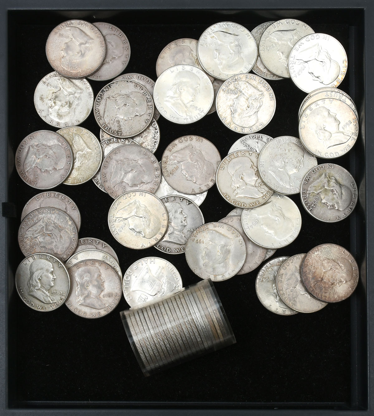 63 PIECE BEN FRANKLIN SILVER HALF