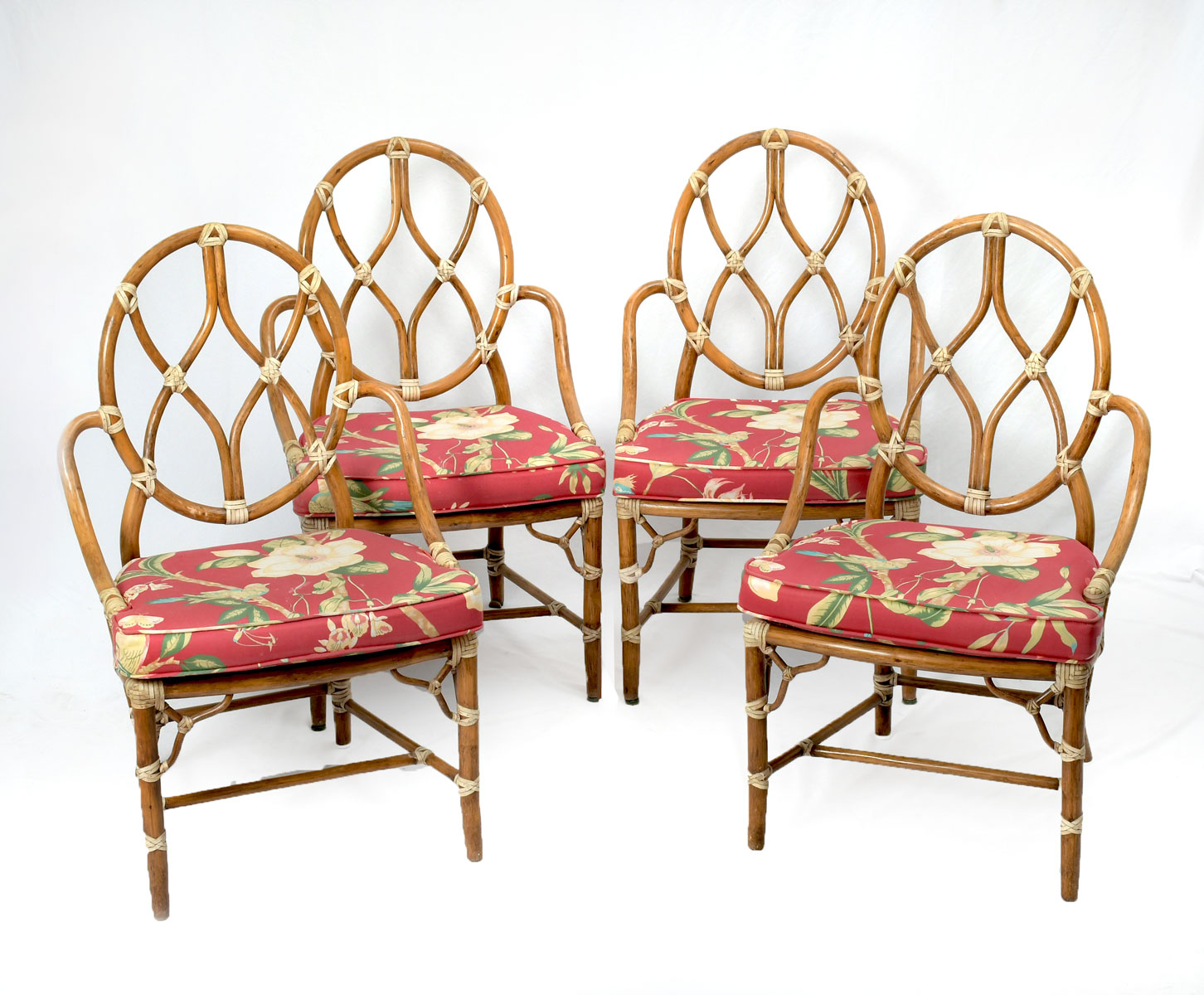 4 MAGUIRE BAMBOO & CANE CHAIRS: