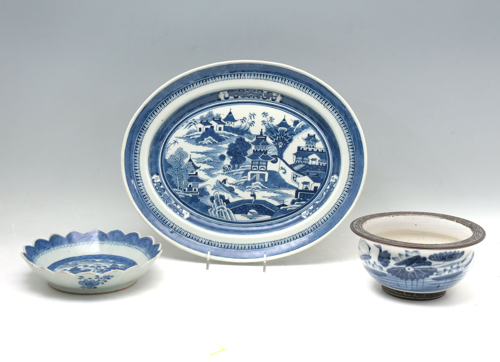 3 PC CHINESE BLUE WHITE PORCELAIN 274e18